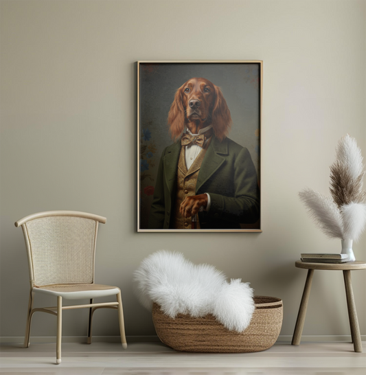 Elegant Dog Portrait in Suit, Vintage Inspired Canine Art Print, Wall Decor, Animal Lover Gift, Classic Style, Home Office Decoration